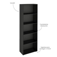 Estante Livreiro com 5 Nichos MULTY Preto - Organize com Estilo e Funcionalidade - imagem 5