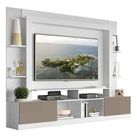 Rack Estante Oslo 65" com 2 Portas | Design Moderno em Branco e Laca Fumê - imagem 5