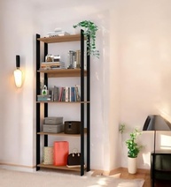 JE HOME Estante Industrial de Madeira MDP com 5 Prateleiras – Estilo Industrial Moderno para Sala, Escritório ou Quarto - imagem 4