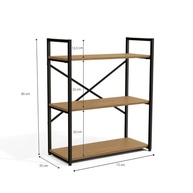 Estante Baixa Kappesberg 3 Prateleiras Estilo Industrial em Madeira e Metal – Design Moderno 85x72cm - imagem 3
