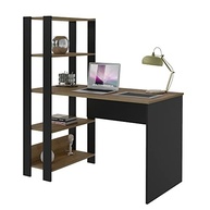 Escrivaninha com Estante Lateral MATCH - Design Industrial Moderno em Preto/Pinho - imagem 2