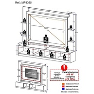 Rack Estante para TV até 65" Oslo Multimóveis - Design Moderno com 2 Portas e Painel Madeirado/Preto - imagem 5