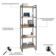 Estante Multiuso 5 Prateleiras 187x60cm Estilo Industrial Moderno | Design Versátil e Resistente - imagem 4