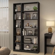 Kit Estantes Livreiro Madesa 6908 + 6906 - Design Moderno em Preto - imagem 2