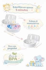 Esterilizador de Mamadeira para Micro-ondas 24x17.5cm - 4 Mamadeiras, Livre de BPA, 5 Minutos - imagem 4