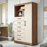 Cômoda 6 Gavetas com 1 Porta e 2 Nichos - Design Jatobá/Areia para Organizar com Estilo - imagem 2