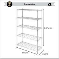 Estante de Aço Aramado Cromado com 5 Prateleiras Ajustáveis - Organize com Estilo e Resistência - imagem 4