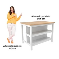 Ilha de Cozinha Ditália com 2 Prateleiras – Organize com Estilo e Funcionalidade - imagem 5