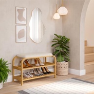 Sapateira em Bambu com Banco Estofado 70cm | Organize com Estilo e Conforto - imagem 5