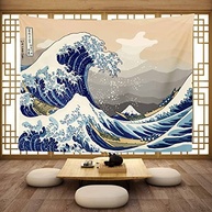 Tapeçaria Japonesa de Ondas Retro - 203x152cm - Estilo Kanagawa para Decoração de Quarto - imagem 2