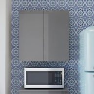 Armário Multiuso Suspenso 2 Portas Cinza - Organize Cozinha e Lavanderia com Estilo - imagem 2