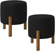 Puff Redondo Luxo Charme Thor com Pés de Madeira - Estilo e Conforto para sua Decoração - imagem 1