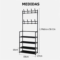 Rack Sapateira Arara 16 Pares com 8 Ganchos e 4 Prateleiras - Organize com Estilo e Praticidade - imagem 4