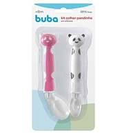 Kit Colher Panda em Silicone Rosa - Segura Alimentos e Estimula Bebês - imagem 3