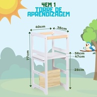 Decoratta Torre de Aprendizagem Montessoriana com Regulagem de Altura - Estimule a Autonomia da Criança - imagem 4