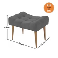 Puff Banco Estofado Capitonê Cinza Escuro com Pés de Madeira - Assento Decorativo Versátil para Sala, Quarto e Hall - imagem 3