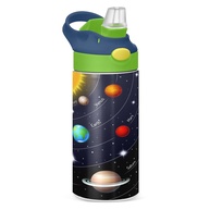 Garrafa Infantil Space Solar System - Aço Inox com Canudo Pop-Up e Alça | Design Galáxia Estrelada - imagem 1