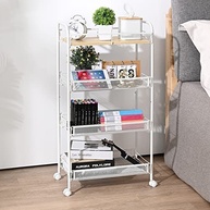 KINGRACK Carrinho Multiuso com 4 Níveis | Mesa de Madeira e Estrutura Metálica Resistente - imagem 3
