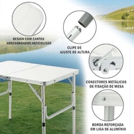 Mesa Dobrável Portátil 90x60x70cm - Alumínio Resistente para Camping, Estudo e Cozinha - imagem 5