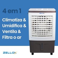 Climatizador Portátil 4 em 1 Zellox ZLX-30A - Ar Frio com Sistema Evaporativo, Oscilação e Rodinhas - imagem 4