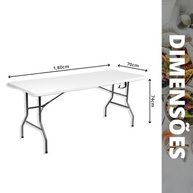 Mesa Dobrável Portátil 1,80m com Alça – Leve e Versátil, Ideal para Camping, Pescaria, Jardim e Eventos - imagem 3