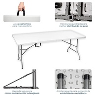 Mesa Dobrável Portátil BODEN 1,80m com Alça - Ideal para Eventos, Camping e Ambientes Internos/Externos - imagem 5