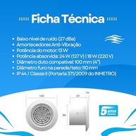 Renovador de Ar Exaustor Ultra Silencioso Sonora 10 - Sicflux 100mm | Combate Umidade, Mofo e Mau Cheiro - imagem 5