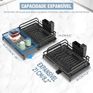 Escorredor de Louça Expansível com Bandeja e Caixa de Talheres - Design Telescópico para Pia até 44cm - imagem 1