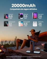 Power Bank 20000mAh: Carregamento Rápido 22.5W USB-C PD3.0 QC4.0 | Bateria Externa Universal - Preto - imagem 5