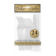 Talheres de Plástico Rígido Extra Resistente - Combo 8 Lugares com Facas, Garfos e Colheres Brancos - imagem 4