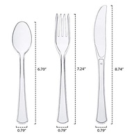 Pacote Combo de Talheres Rígidos Transparentes - 8 Lugares | Facas, Garfos e Colheres Extra Resistentes - imagem 3