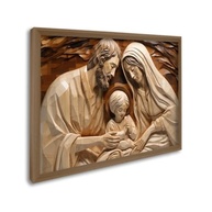 Quadro Decorativo Sagrada Família - 60x90cm em Madeira com Vidro - Design Religioso Inspirador - imagem 2
