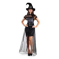 Fantasia de Bruxa Feminina de Luxo com Capa e Chapéu - imagem 1