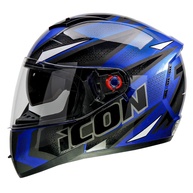 Capacete Fechado Icon Fast Azul Metálico e Branco - Segurança e Estilo para sua Moto - imagem 1