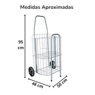 Carrinho de Feira Dobrável Reforçado 60kg - Compacto e Ágil para Compras - imagem 4