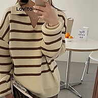 Lovito Suéter Listrado Colorblock – Estilo Casual Feminino - imagem 2