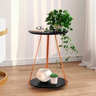Mesinha Lateral Sofia - Apoio Decorativo Redondo com Pés de Ferro Preto - imagem 2