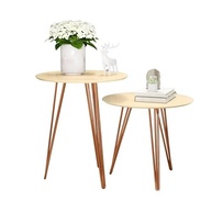 Conjunto de 2 Mesinhas Laterais Redondas com Pés de Ferro - Design Moderno para Sala e Cômodo - imagem 2