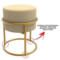 Kit 2 Puffs Redondos com Base de Ferro Moderno Bege - Estilo e Conforto para Seu Ambiente - imagem 4