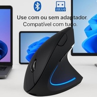 Mouse Vertical Ergonômico Sem Fio Recarregável RGB DPI Ajustável USB 2.4G Compatível com Windows Mac Redução deTensão no Pulso - imagem 4