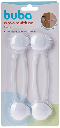 Trava Multiuso Flexível Buba Branca - Segurança Inteligente para Gavetas e Armários - imagem 1