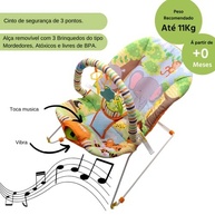 Cadeira de Descanso Vibratória e Musical Protek - Estampa Floresta | Estimulação Sensorial para Bebês - imagem 5