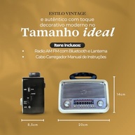 Rádio Retrô 3199 V1 Bluetooth USB SD AM FM SW - Bateria Recarregável e Lanterna - imagem 4