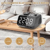 Rádio Despertador Digital Multifuncional com LED, FM Duplo e Som Alto - imagem 3