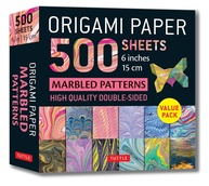 Papel Origami 500 Folhas Padrões Marmorizados 15cm - Dupla Face e 12 Designs Exclusivos - imagem 1