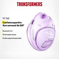 Fone Bluetooth Transformers TF-T63 – Som HD 360° Surround - imagem 1