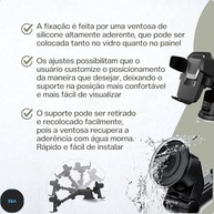 Suporte de Celular Universal para Carro: Waze, Uber, 99 | Ventosa Forte, Rotação 360° e Anti-Queda - imagem 4