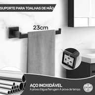 Kit Toalheiro Acabamento Fosco Aço Inoxidável 5 Peças - Conjunto Completo para Banheiro Moderno - imagem 5