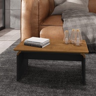 Mesa de Centro Moderna Lilibeth - Design Retrô em Madeira Natural e Preto Fosco - imagem 4