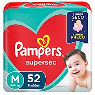 Fralda Pampers Supersec M 52 Unidades – Seu Bebê Mais Seco a Noite Toda - imagem 1